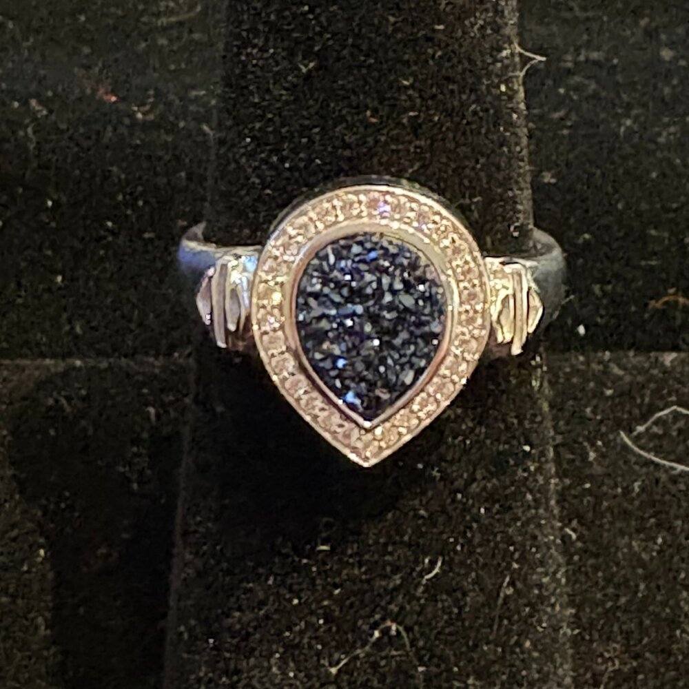 HARLEY DAVIDSON LADIES TEARDROP BLUE STONES STERLING SILVER